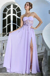 Prom Dresses Prom Long A Line Corset Slit Formal Dress Lavender