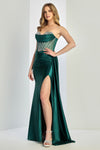 Prom Dresses Beaded Prom Long Formal Slit Corset Evening Dress Emerald