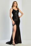 Prom Dresses Fitted Prom Long Corset Glitter Applique Formal Dress Black