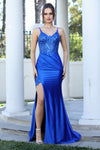 Prom Dresses Fitted Prom Long Corset Glitter Applique Formal Dress Royal Blue