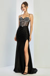 Prom Dresses Prom Long Corset Beaded Slit Formal Dress Black