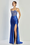 Prom Dresses Prom Long Corset Beaded Slit Formal Dress  Royal Blue