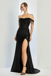 Prom Dresses Prom Fitted Long Formal Glitter  Corset Sequin Dress Black