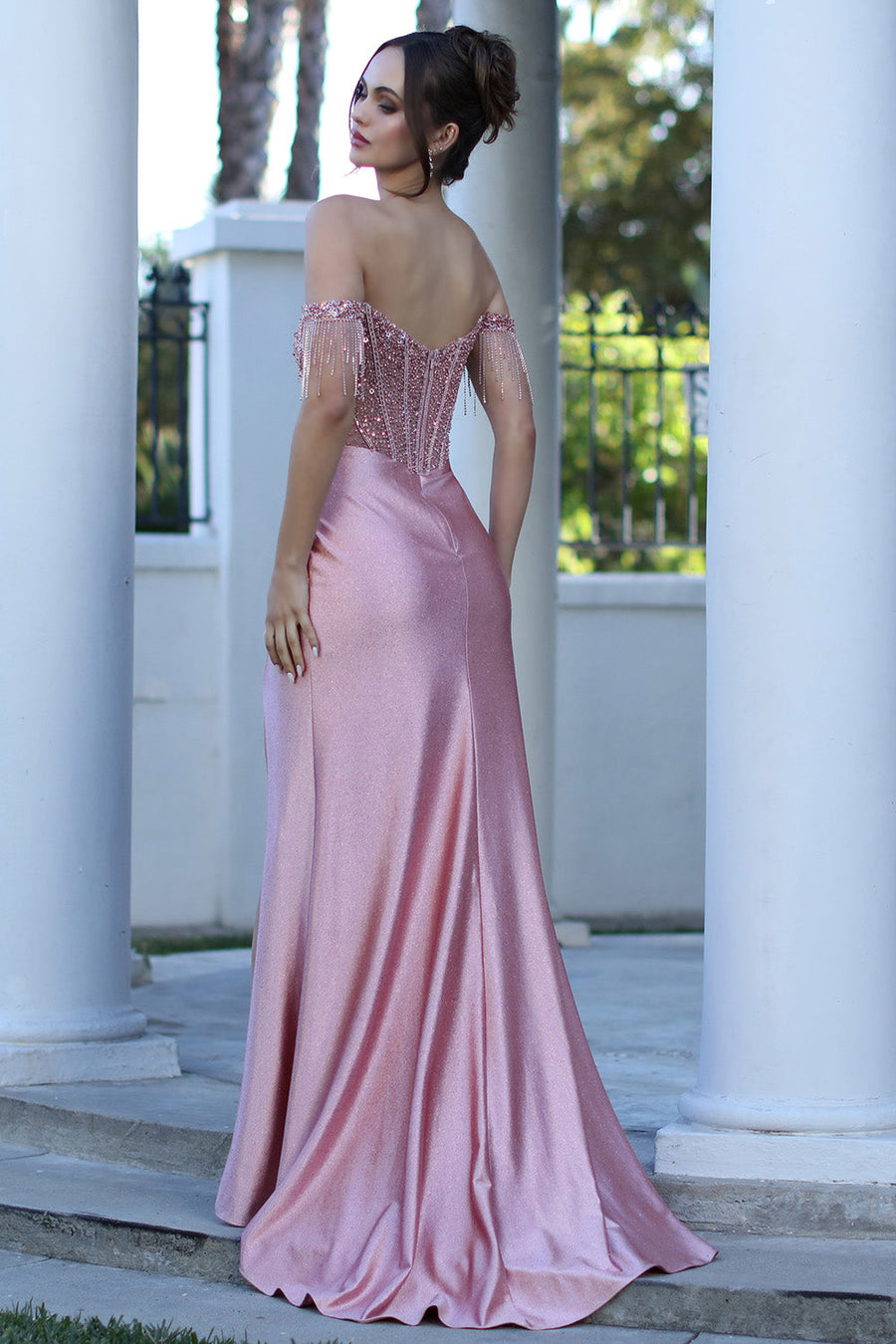 Prom Dresses Prom Fitted Long Formal Glitter  Corset Sequin Dress Rose