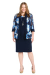 Plus Size Dresses Plus Size Short Metallic Jacket Dress Navy/Silver