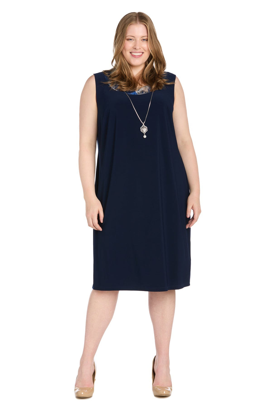 Plus Size Dresses Plus Size Short Metallic Jacket Dress Navy/Silver