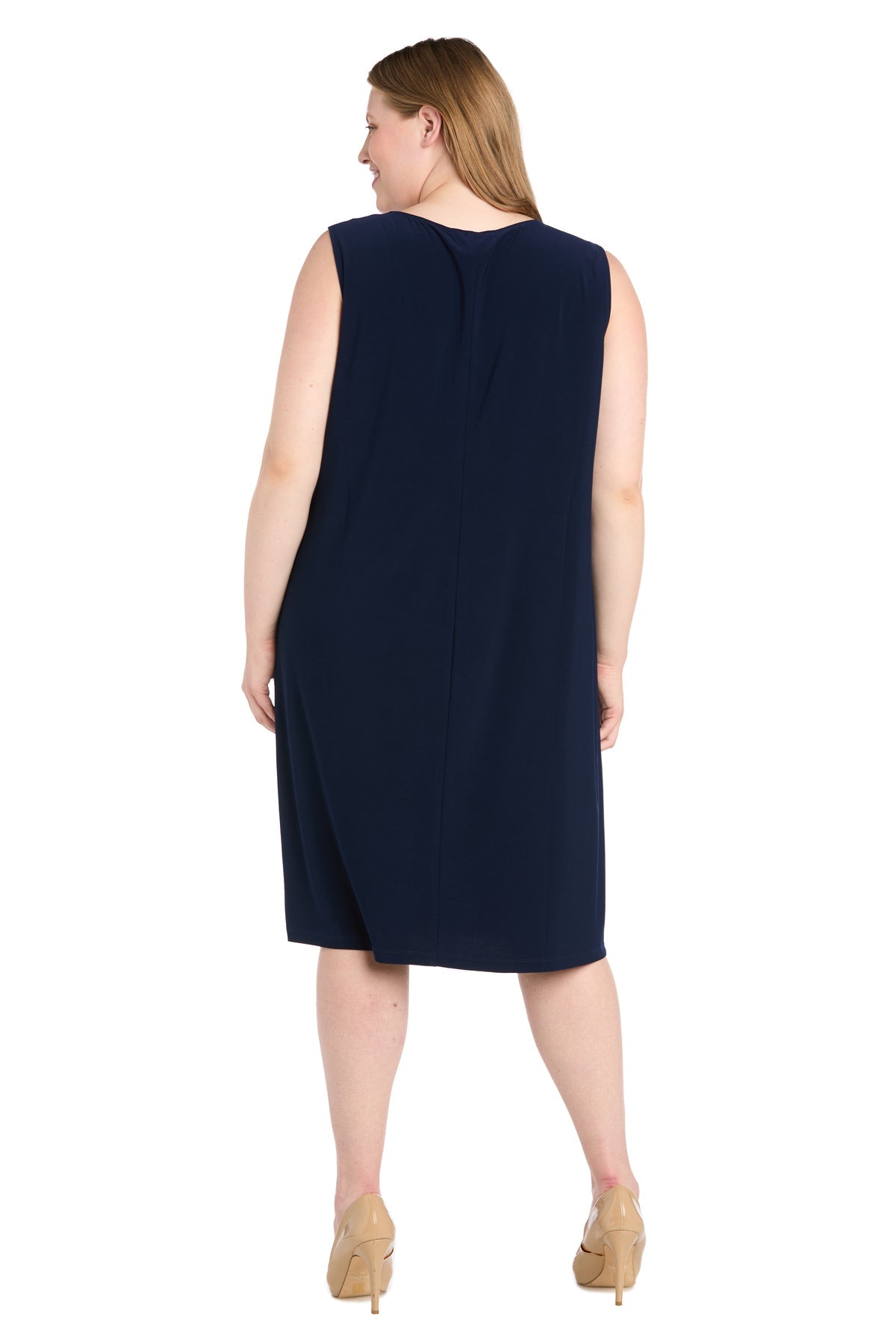 Plus Size Dresses Plus Size Short Metallic Jacket Dress Navy/Silver