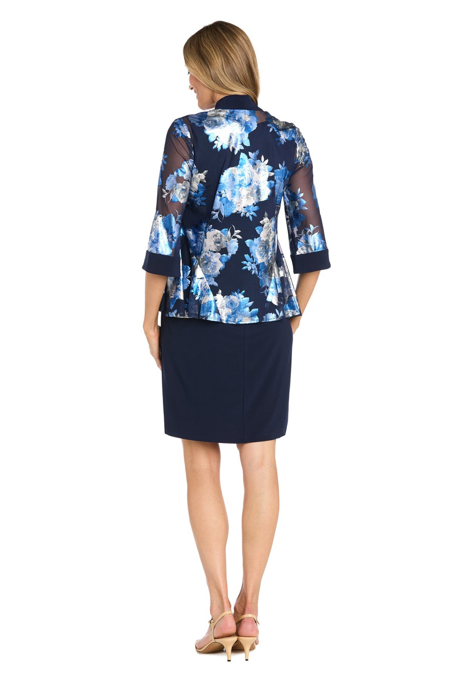 Mother of the Bride Dresses Short Mother of the Bride Metallic Jacket Dress Navy/Silver