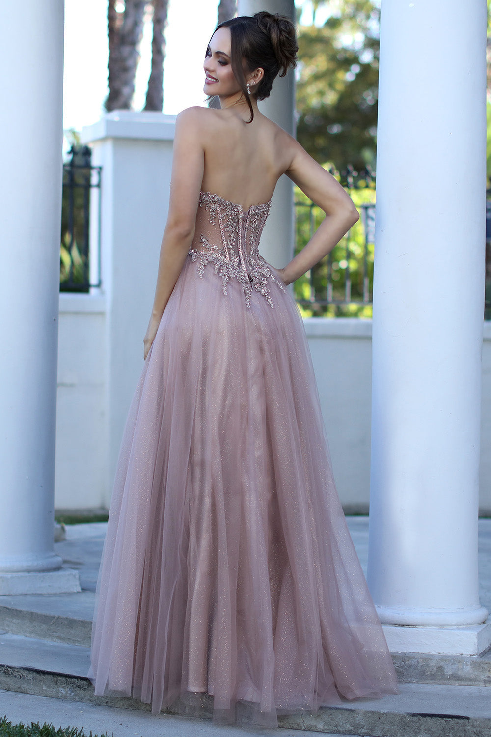 Prom Dresses Prom Long A Line Corset Beaded Formal Dress Mocha Gold