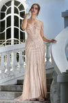 Prom Dresses Prom Fitted Long Formal Beaded Sequin Evening Dress Champagne