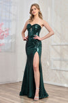 Prom Dresses Prom Fitted Sequin Long Formal Corset Dress Emerald