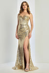 Prom Dresses Prom Fitted Sequin Long Formal Corset Dress Gold