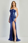 Prom Dresses Prom Fitted Sequin Long Formal Corset Dress Royal Blue