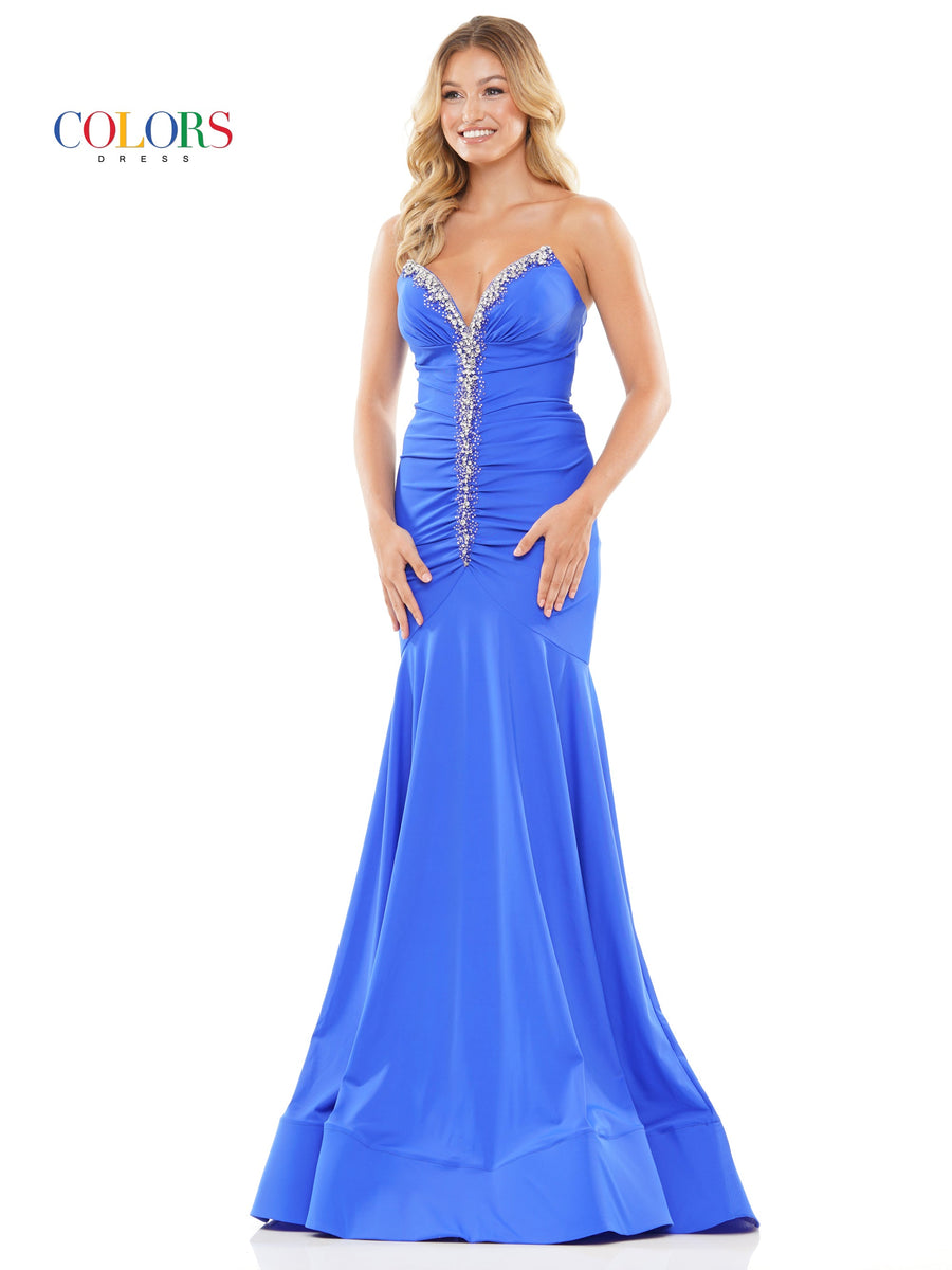 Prom Dresses Long Strapless Formal Fitted Prom Dress Royal