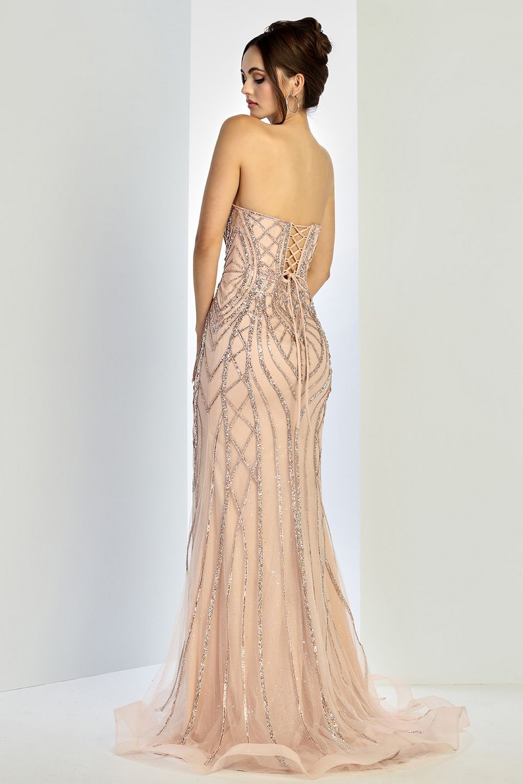 Prom Dresses Long Formal Beaded Evening Prom Dress Rose Gold