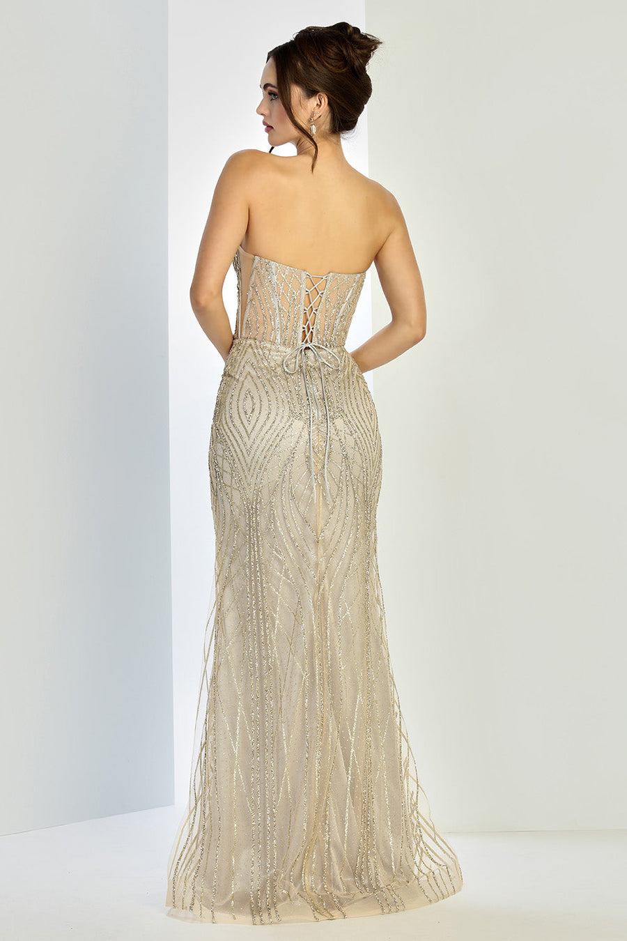 Prom Dresses Beaded Prom Long Formal Evening Fitted Dress Champagne Mist