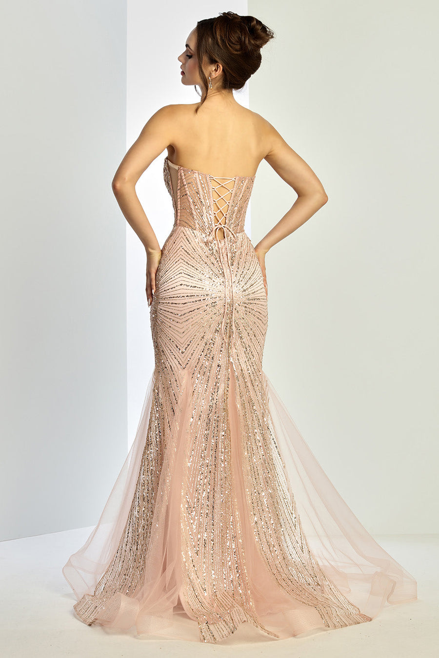 Prom Dresses Prom Long Mermaid Beaded Formal Dress Rose Gold