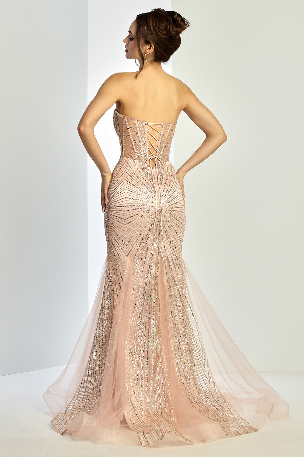 Prom Dresses Prom Long Mermaid Beaded Formal Dress Rose Gold