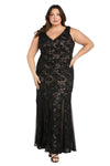 Plus Size Dresses Long Formal Sequin Plus Size Lace Dress Black/Nude