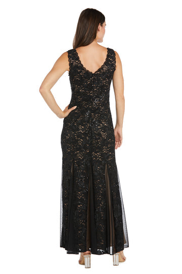Formal Dresses Long Formal Sequin Lace Evening Dress Black/Nude