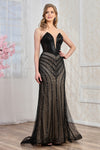 Prom Dresses Prom Fitted Long Formal Beaded Dress Black Nude