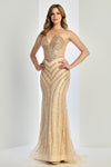 Prom Dresses Prom Fitted Long Formal Beaded Dress Gold