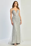 Prom Dresses Prom Fitted Long Formal Beaded Dress Silver