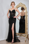 Prom Dresses Prom Long Beaded Corset Fitted Formal Dress Black