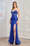 Prom Dresses Prom Long Beaded Corset Fitted Formal Dress Royal Blue