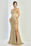 Prom Dresses Long Fitted Formal Sequin Prom Dress Gold