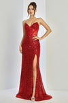 Prom Dresses Long Fitted Formal Sequin Prom Dress Red