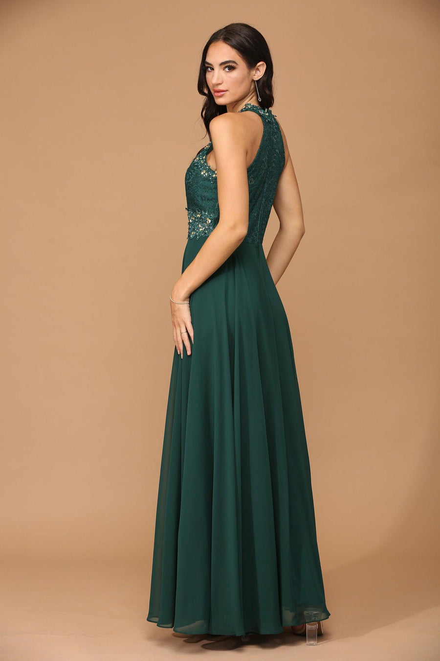 Long Formal Halter Chiffon Bridesmaids Dress
