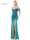 Prom Dresses Long Off Shoulder Satin Prom Dress Deep Green