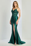 Prom Dresses Prom Fitted Lace Applique Long Formal Corset Dress Emerald