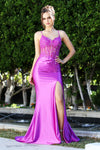 Prom Dresses Prom Fitted Lace Applique Long Formal Corset Dress Orchid
