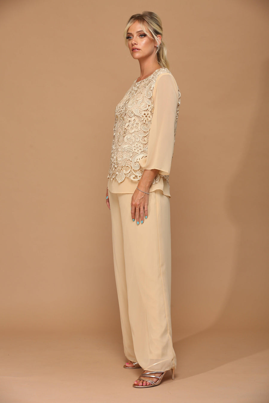 Formal Mother of the Bride Lace Pant Suit