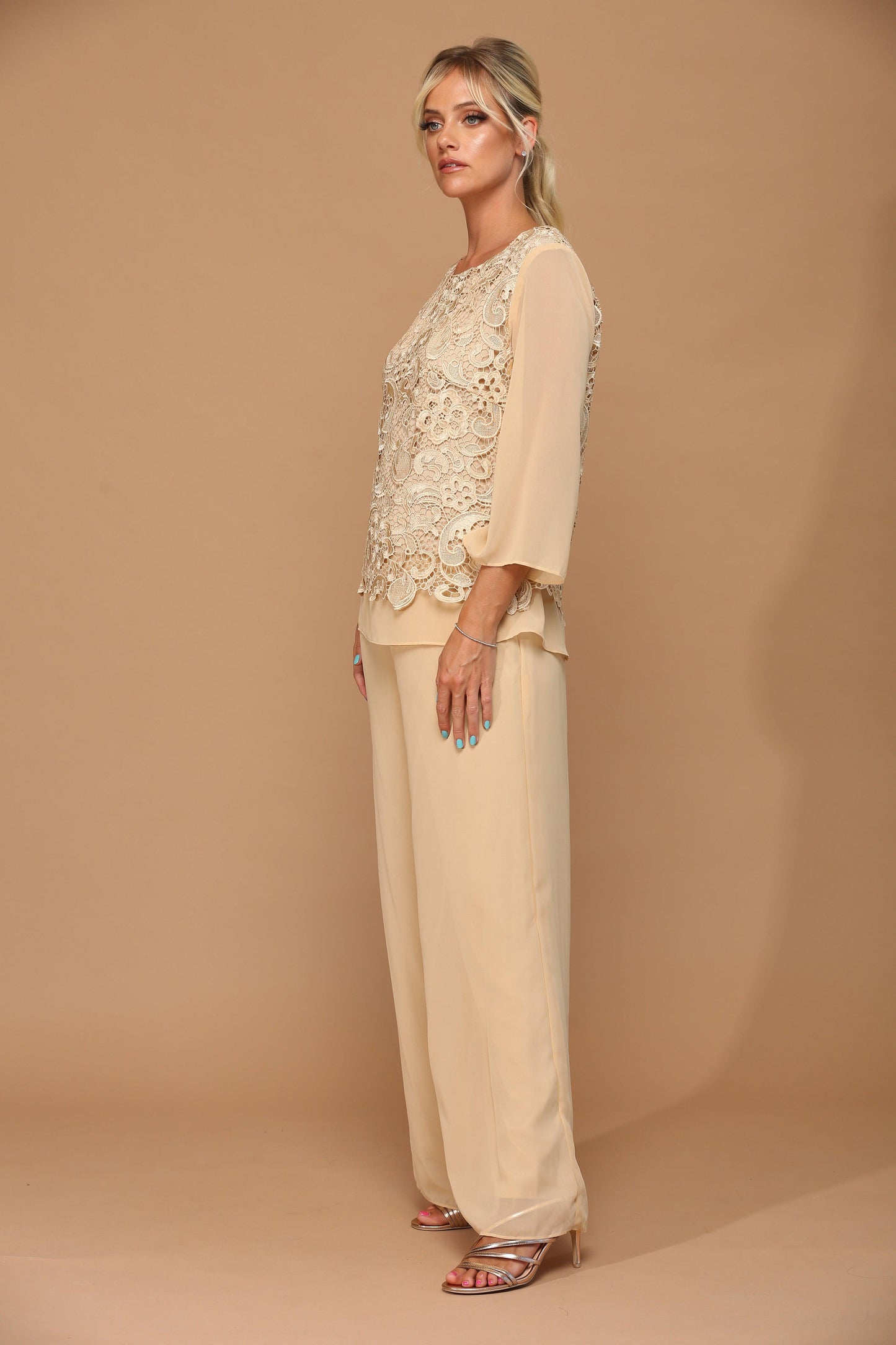 Formal Mother of the Bride Lace Pant Suit