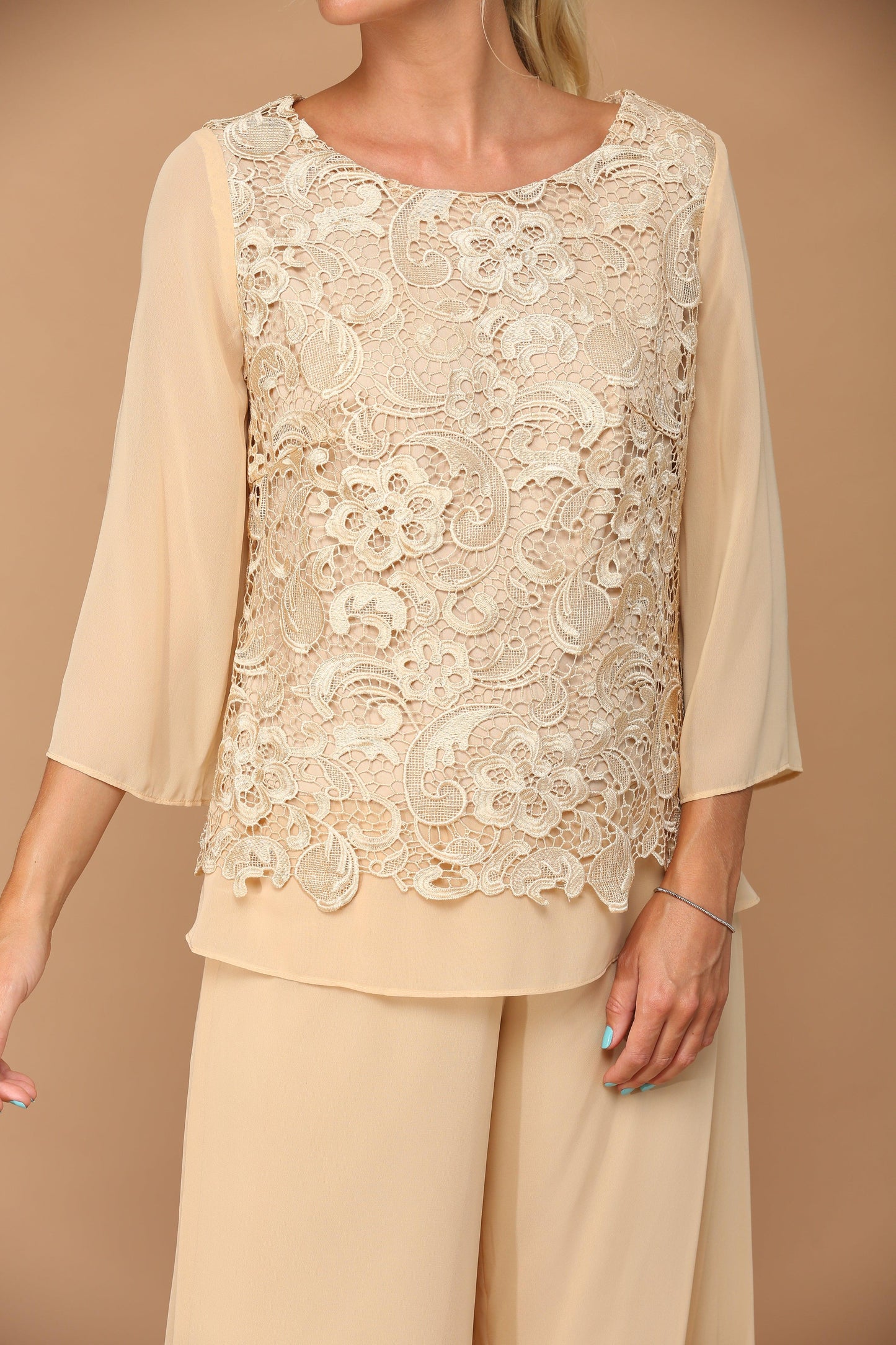 Formal Mother of the Bride Lace Pant Suit