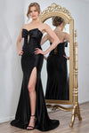 Prom Dresses Prom Fitted Slit Long Evening Formal Dress Black