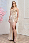 Prom Dresses Sequin Long Formal Corset Prom Dress Champagne