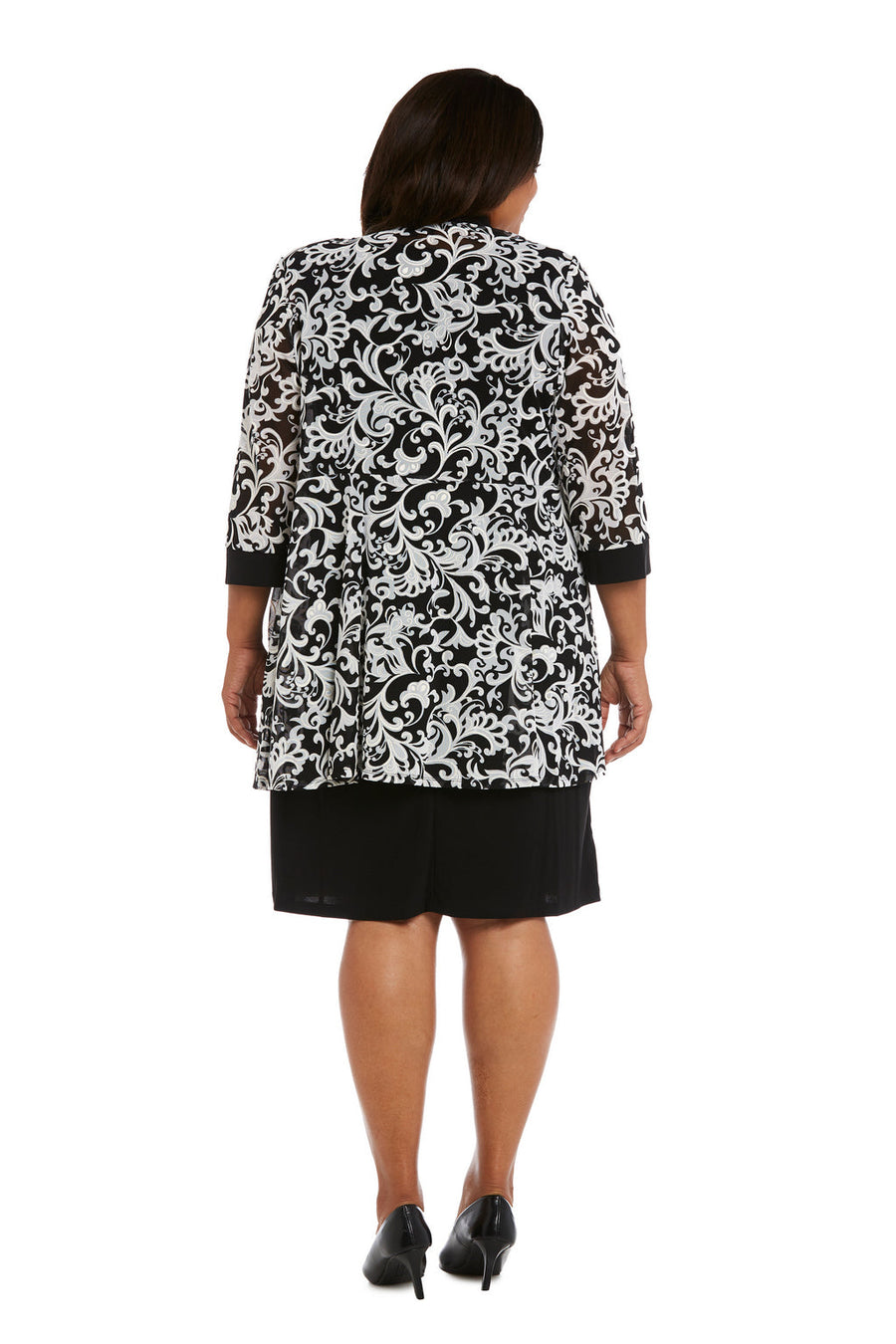 Mother of the Bride Dresses Short Printed Jacket Plus Size Mother of the Bride Dress Black/White