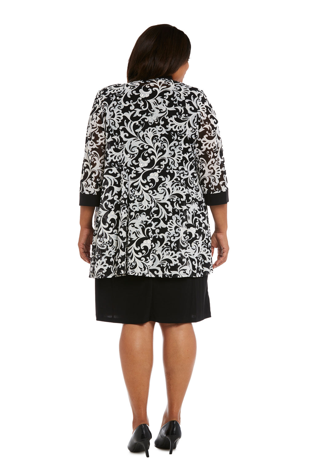 Mother of the Bride Dresses Short Printed Jacket Plus Size Mother of the Bride Dress Black/White