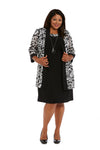 Mother of the Bride Dresses Short Printed Jacket Plus Size Mother of the Bride Dress Black/White