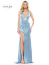 Prom Dresses Long Sleeveless Formal Glitter Prom Dress Blue