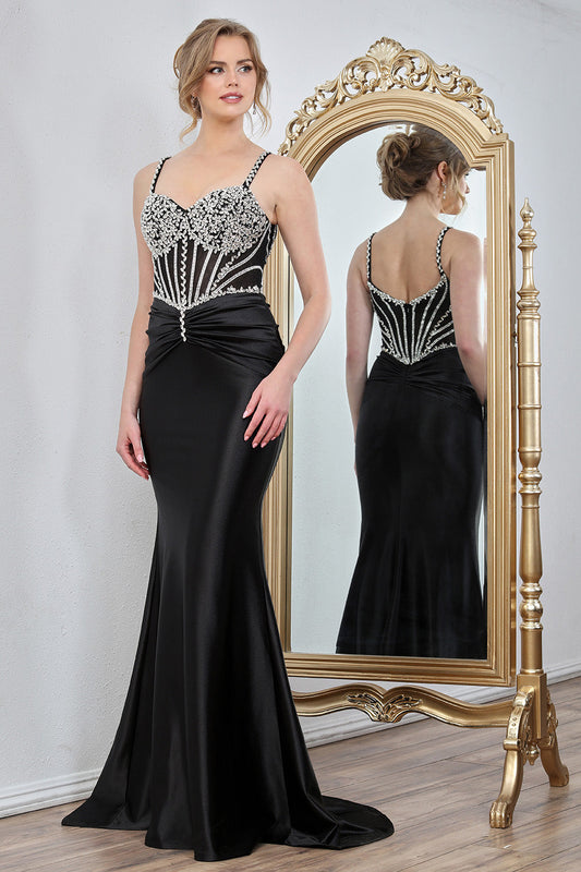 Prom Dresses Prom Mermaid Long Formal Corset Beaded Dress Black