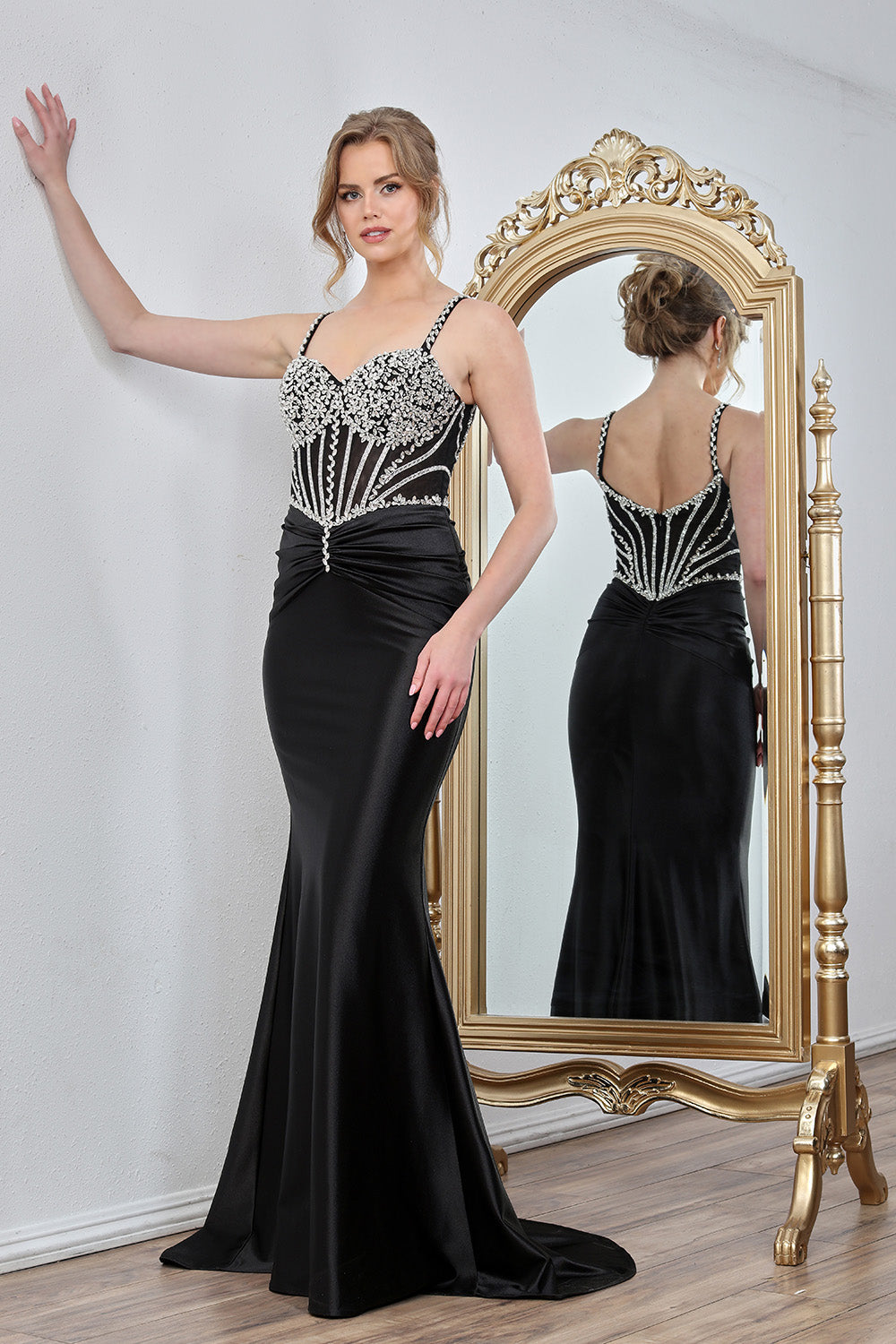 Prom Dresses Prom Mermaid Long Formal Corset Beaded Dress Black