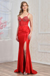 Prom Dresses Long Pleated Formal Corset Fitted Prom Dress Red
