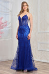Prom Dresses Fitted Long Formal Beaded Prom Dress Royal Blue