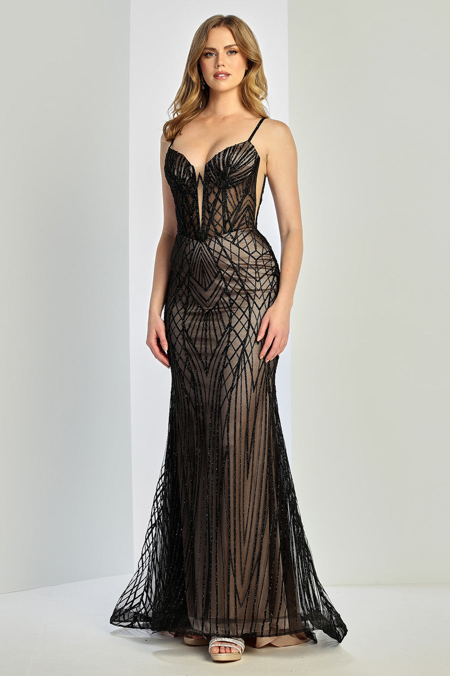 Prom Dresses Prom Long Mermaid Beaded Formal Dress Black Nude