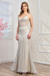 Prom Dresses Prom Long Mermaid Beaded Formal Dress Silver Nude